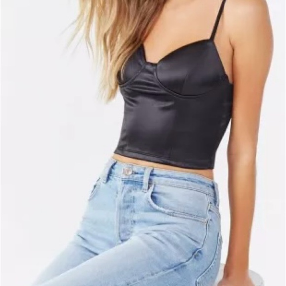 Forever 21 Black Satin Camisole Top